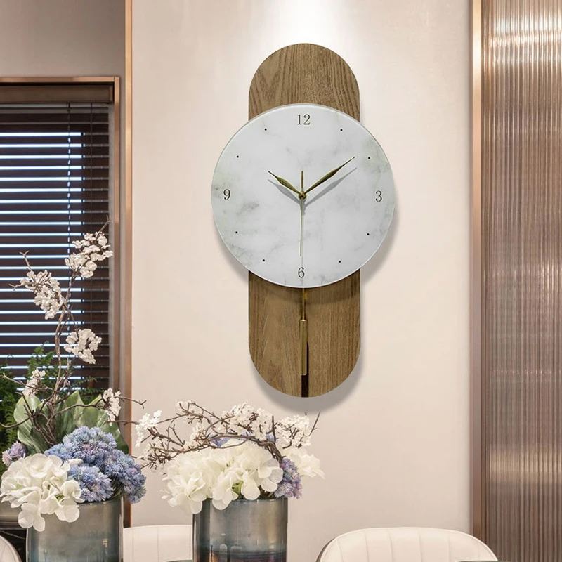 

Classic Design Pendulum Wall Clock Wood Modern Silent Digital Luxury Wall Clocks Bathroom Vintage Horloge Murale Home Decor