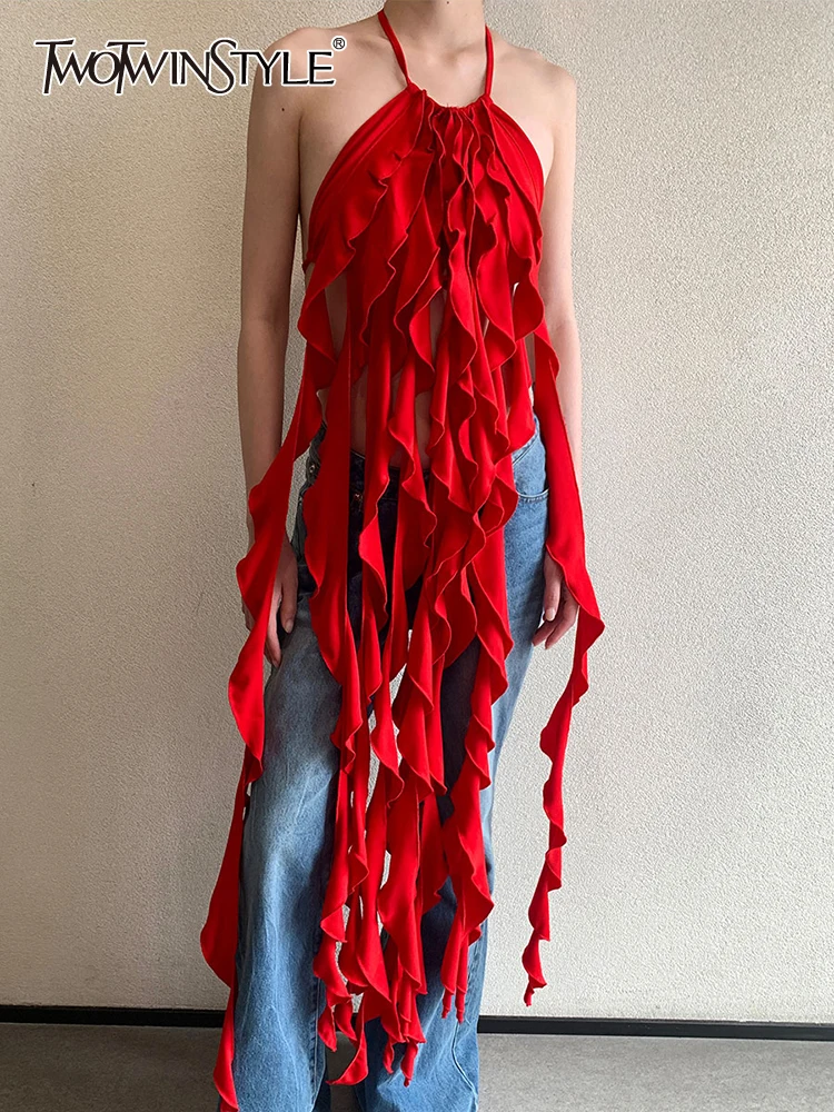 

Женское платье без рукавов TWOTWINSTYLE, летнее платье с высокой талией и открытой спиной, минималистичное платье