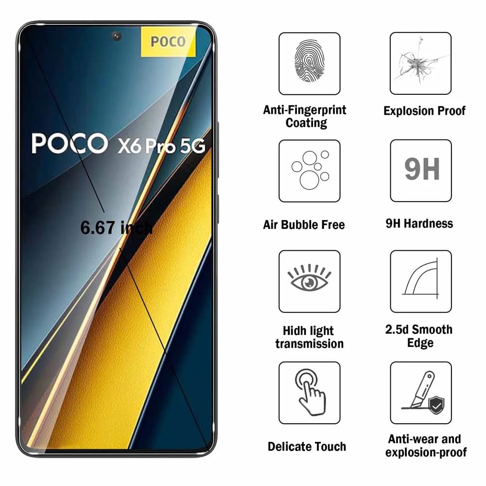 4 sztuki przezroczystego szkła ochronnego do smartfona Xiaomi Poco X6 Pro 5G Pocox6 Poxo x 6 6x X6Pro Folie ze hartowanego 67 cala