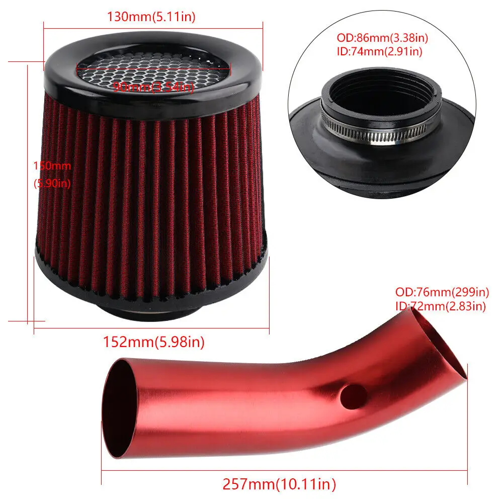 Фильтр впуска холодного воздуха индукционная труба впускной шланг 76 мм 3 дюйма