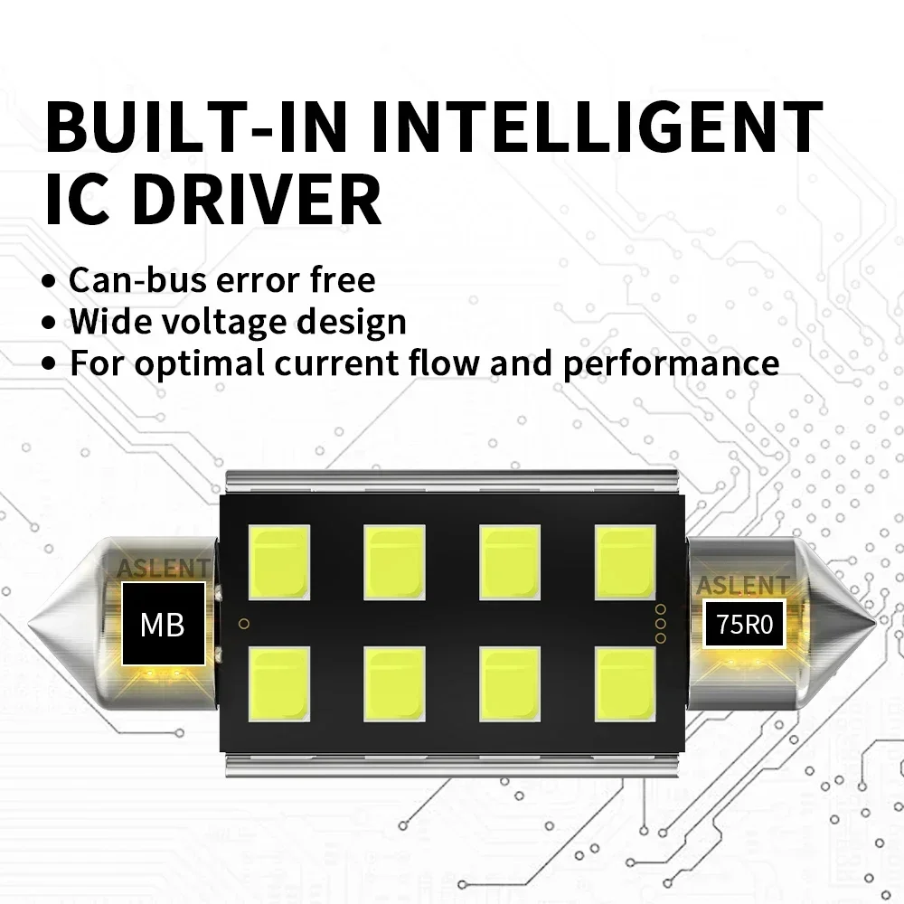 2 шт. Новые купольные лампы 31 мм 36 39 41 Festoon 8 Smd LED ERROR FREE 2835 CANbus C5W Светодиодные