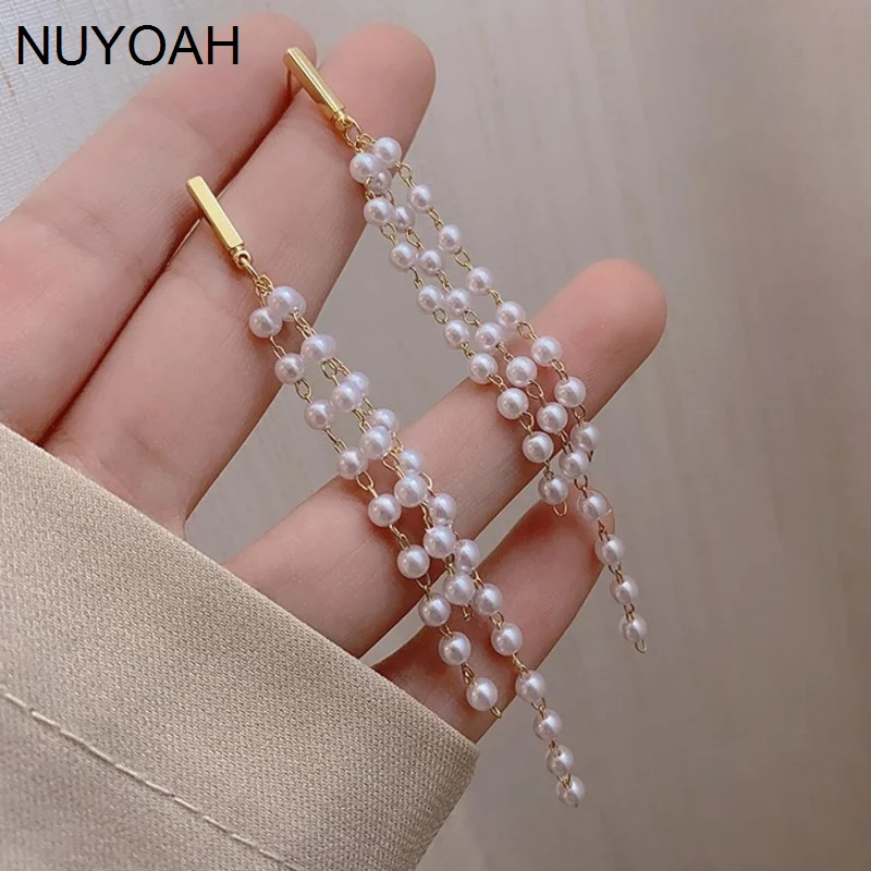 

Серьги-кисточки из серебра S925 пробы с длинным жемчугом, новинка 2020, тонкие серьги Chaoxian с красным лицом Nuyoah