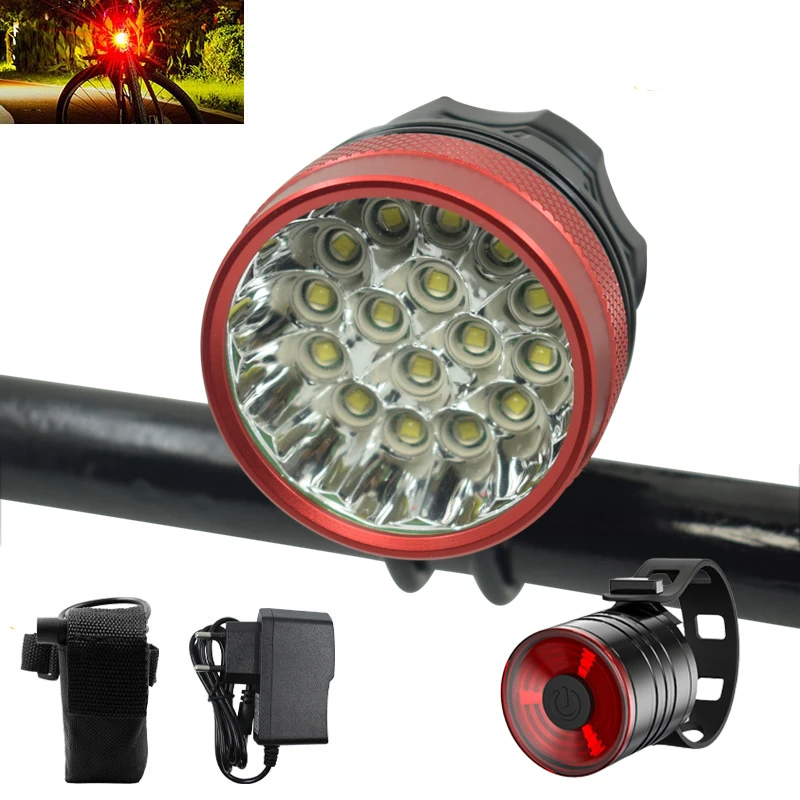 

16*T6 LED Bike Light Rechargeable 9600mAh Battery Pack LED Bicycle Light Headlight Mountain Waterproof Flashlight Front Lamp