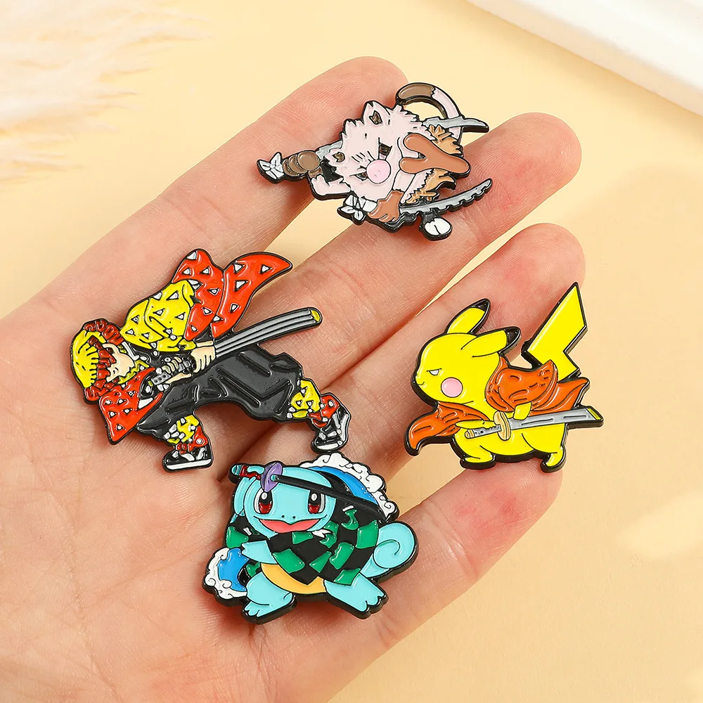 

Kawaii Pokemon Pikachu Anime Metal Brooch Badges on Backpack Clothing Lapel Jackets Jeans Accessories Jewelry Decoration Gift