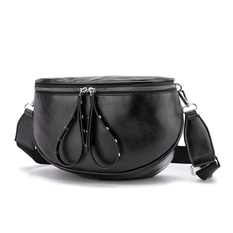 

Casual Female PU leather Saddle Shoulder Bag Famous Designer Round Shape Solid Crossbody Bags For Women