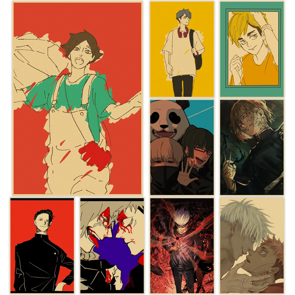 

Художественный плакат с изображением аниме «Художественный постер», риомен, сукуна, крафт-бумага, картина «Itadori Yuji» для спальни, домашний де...