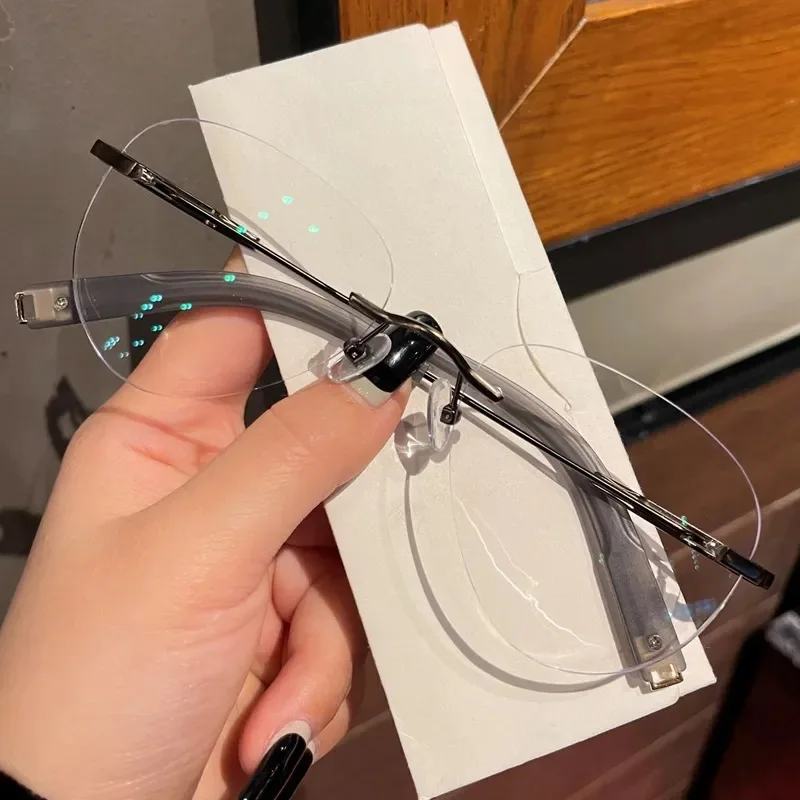 

Trendy Rimless Pilot Myopia Glasses for Men Women Anti Blue Light Finished Prescription Eyewear Optical Frame 0 ~-5.0 Diopter
