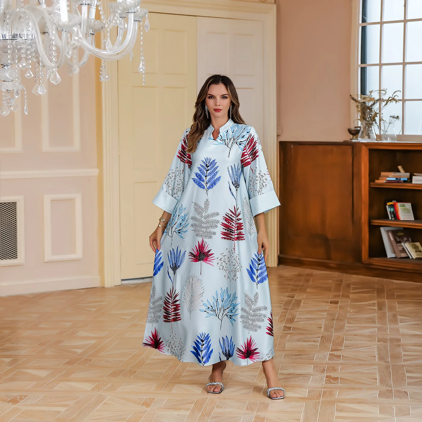 Ид аль Фитр Мусульманская Абая Марокканская Мода Халат Дубай Элегантное