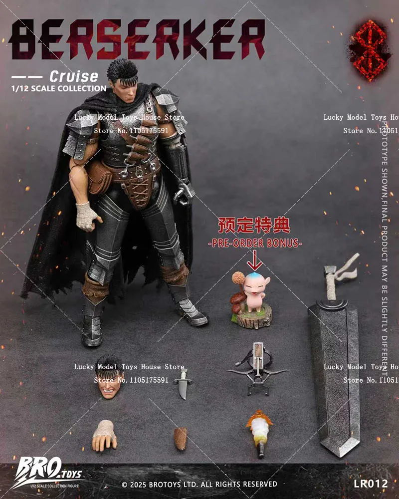 Фото BROTOYS LR012 1/12 Фигурка Guts Caped Man, Берсерк, подвижное тело, 6 дюймов, полный комплект, коллекционная модель солдата №2