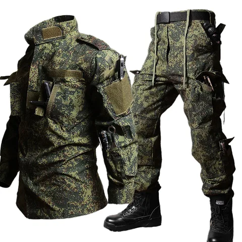 Мужской армейский костюм из куртки и брюк-карго, с карманами