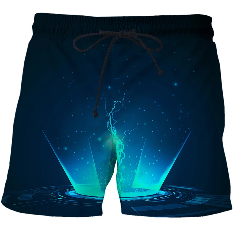 AI technology data illustration funny 3D Printing men's shorts vacation beach shorts loose casual sports shorts loose pants