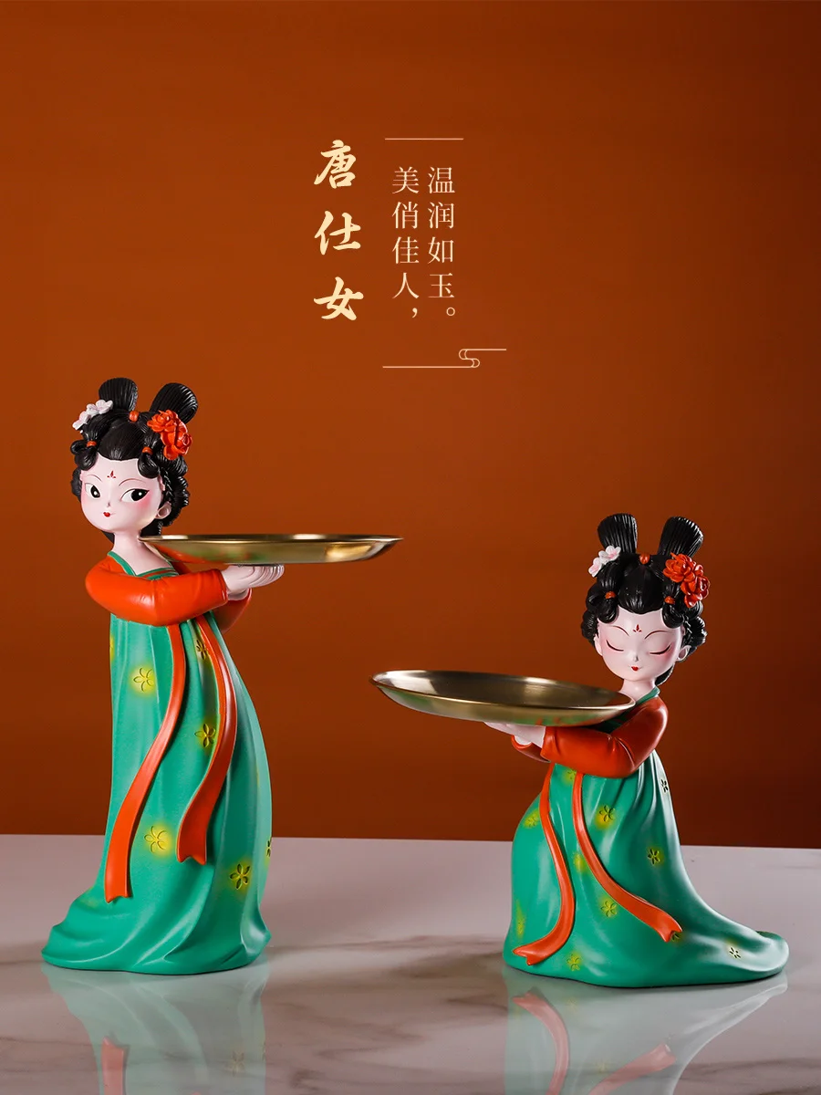 

Guofeng gift Forbidden City entrance key storage tray decoration Chinese style housewarming Tang lady creative living room