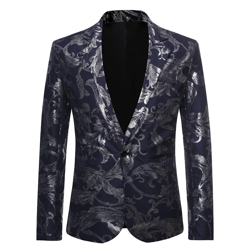 

New Male Slim Club Stage One Button Blazer Man Formal Wedding Suit Men Casual Slim Fit Formal Suit Blazer Men Suit Jacket