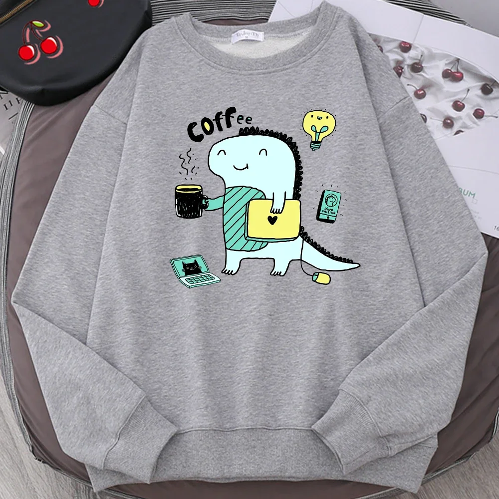 Женская кофта с капюшоном и принтом в виде маленького динозавра