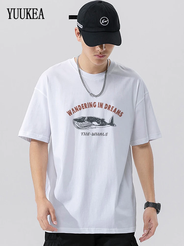 

YUUKEA Korean Cute Letter Graphic T Shirts Mens Summer Loose Simple O Neck Base Tees Male Casual Cotton Short Sleeve Top for Boy