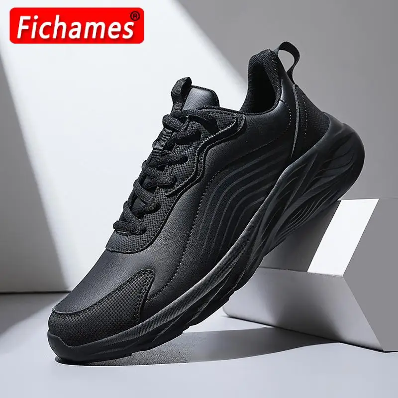 

Black Big Size 47 Athletic Shoe for Men Shoes Sneakers Male Leather Casual Sport Flat Trendy Lightweight Walking Running Fitnes