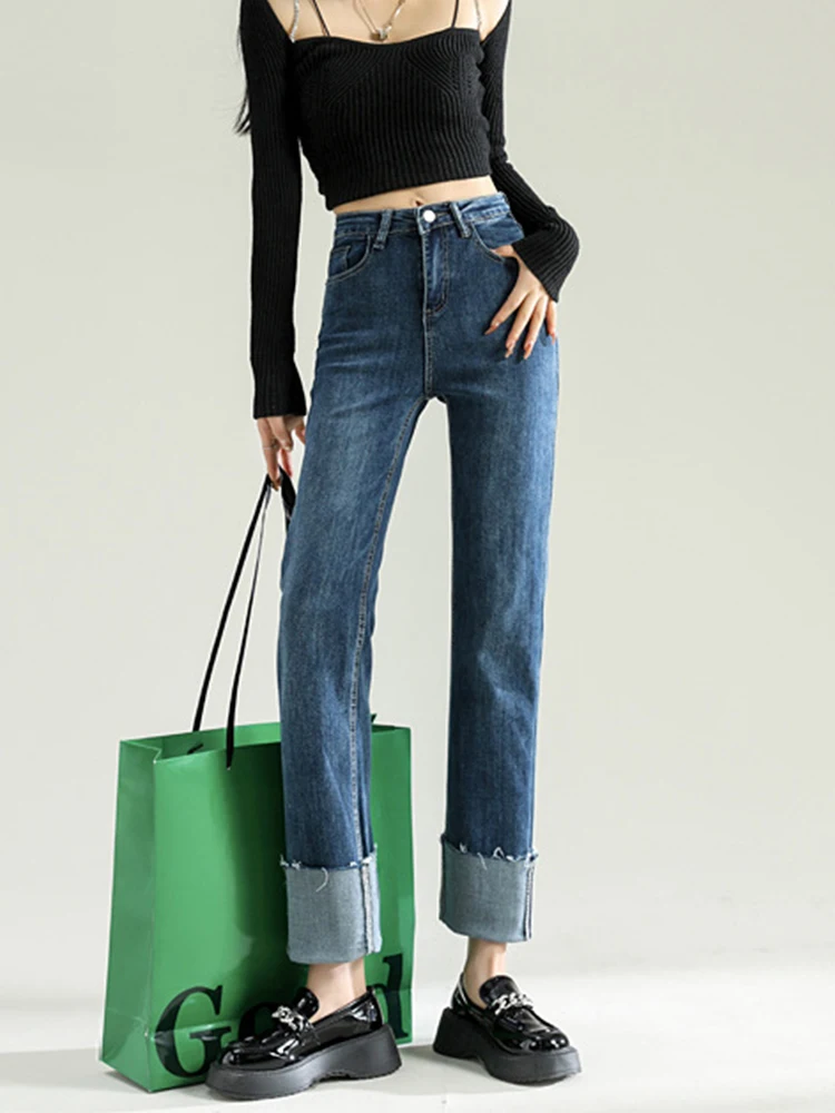 

Прямые брюки GOPLUS в стиле ретро с высокой талией, осень 2022, новые синие джинсы для женщин, мешковатые джинсы длиной до щиколотки, женская одеж...