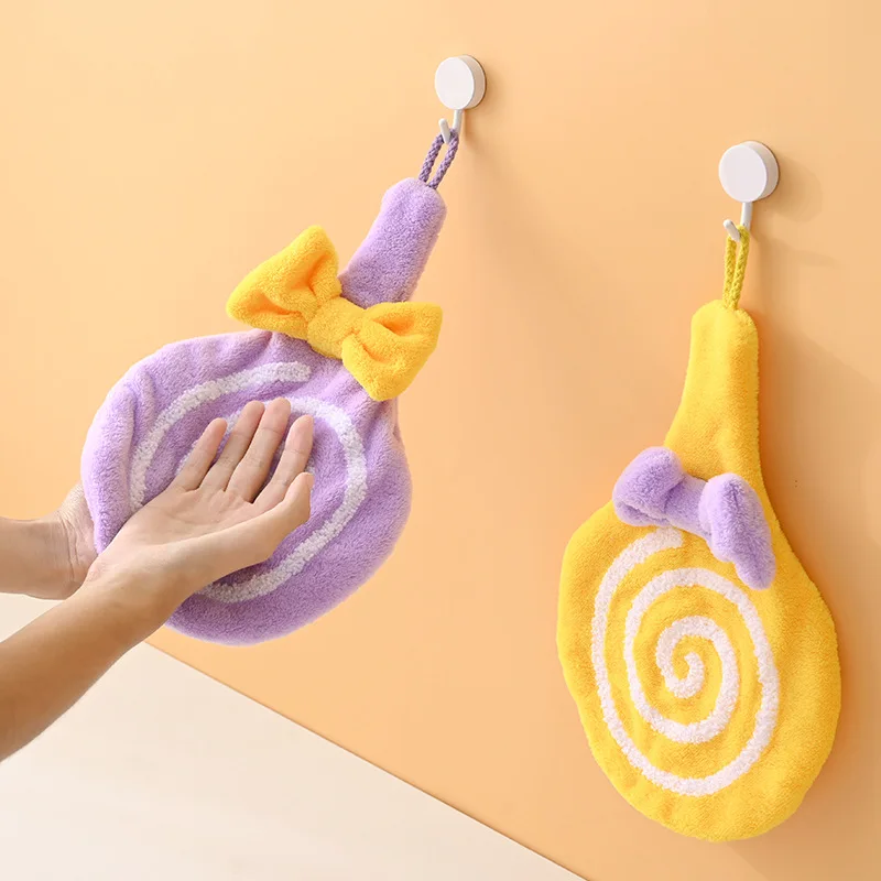 

Lollipop Coral Fleece Hand Towels Hangable Super Absorbent Thicken Towel Cartoon Animal Towel Cleaning Cloth Rag Handkerchief