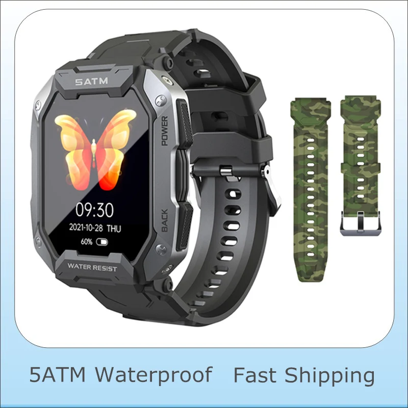 

Smartwatch Men 5ATM Waterproof Watches Fitness Tracker Swimming Outdoor Wearable Device Call Message Push for IOS Android