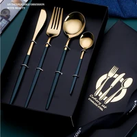 4pc tableware cutlery set gold upscale dinnerware set 410 stainless steel set restaurant knife fork spoon luxury cutlery kitchen