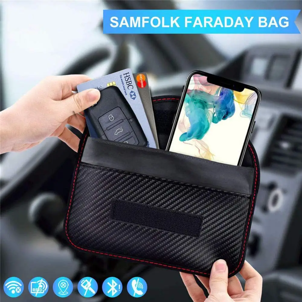 

CellPhone Signal Blocking Faraday Bag For Car Keys Remote Control Shielding Bag Anti-Radiation Shielding Pouch Privacy Protect