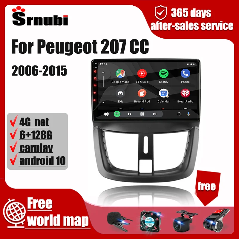 for peugeot 207 cc 2006 2015 android 2 din car radio multimedia video player gps 4g dvd stereo carplay speaker audio accessories free global shipping
