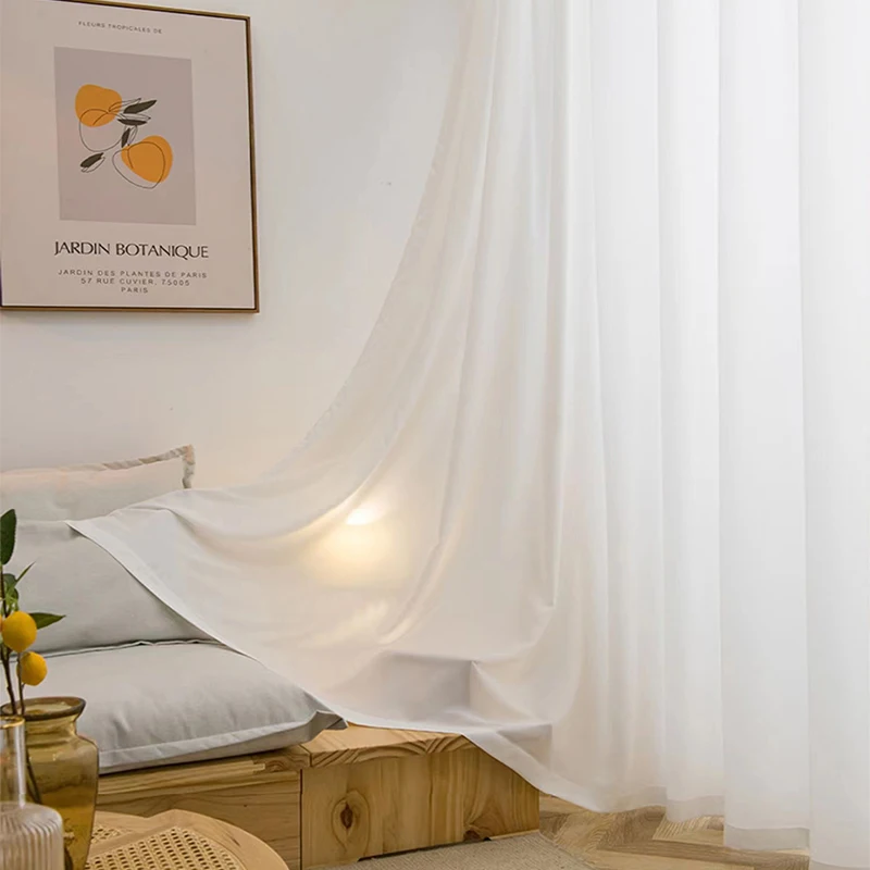 Фото White Tulle High Quality Thick Yarn Luxury Chiffon Window Curtains For Bedroom Villa Opaque Drapes Living Room Decoration №1