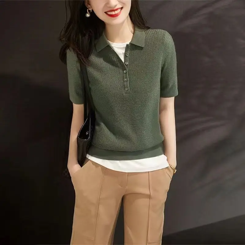 Модная однотонная офисная блузка новинка Классический женский пуловер с