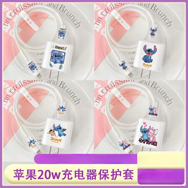 20 Вт Disney Stitch зарядное устройство защитный чехол мультфильм аниме милое для IPhone