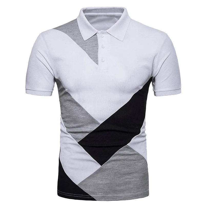 

Рубашка-поло мужская с короткими рукавами, модная контрастная Повседневная Уличная одежда, лето