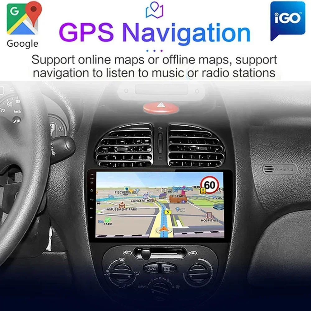 Фото Автомобильный радиоприемник 2 Din для Peugeot 206 206CC 206SW 2001-2008, беспроводной CarPlay Android 14, автомобильный интеллектуальный аудиосистема без 2 din, головное устройство №4