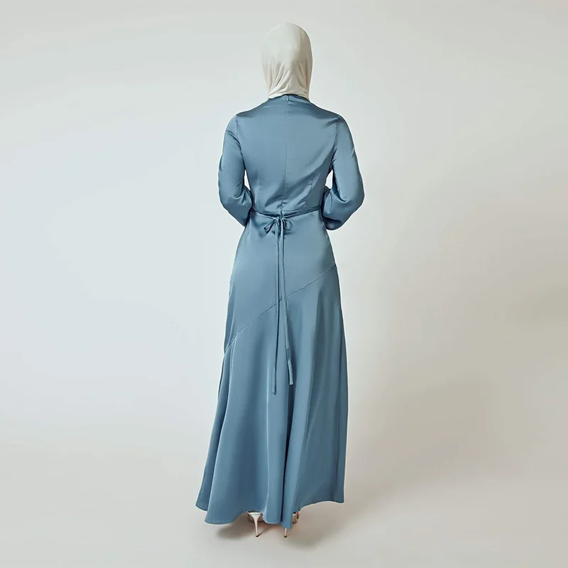 Robe Femme Musulmane 2022 Middle East Turkey Muslim Dress Women Solid Color Lace-up Gown Dress Abayas For Women