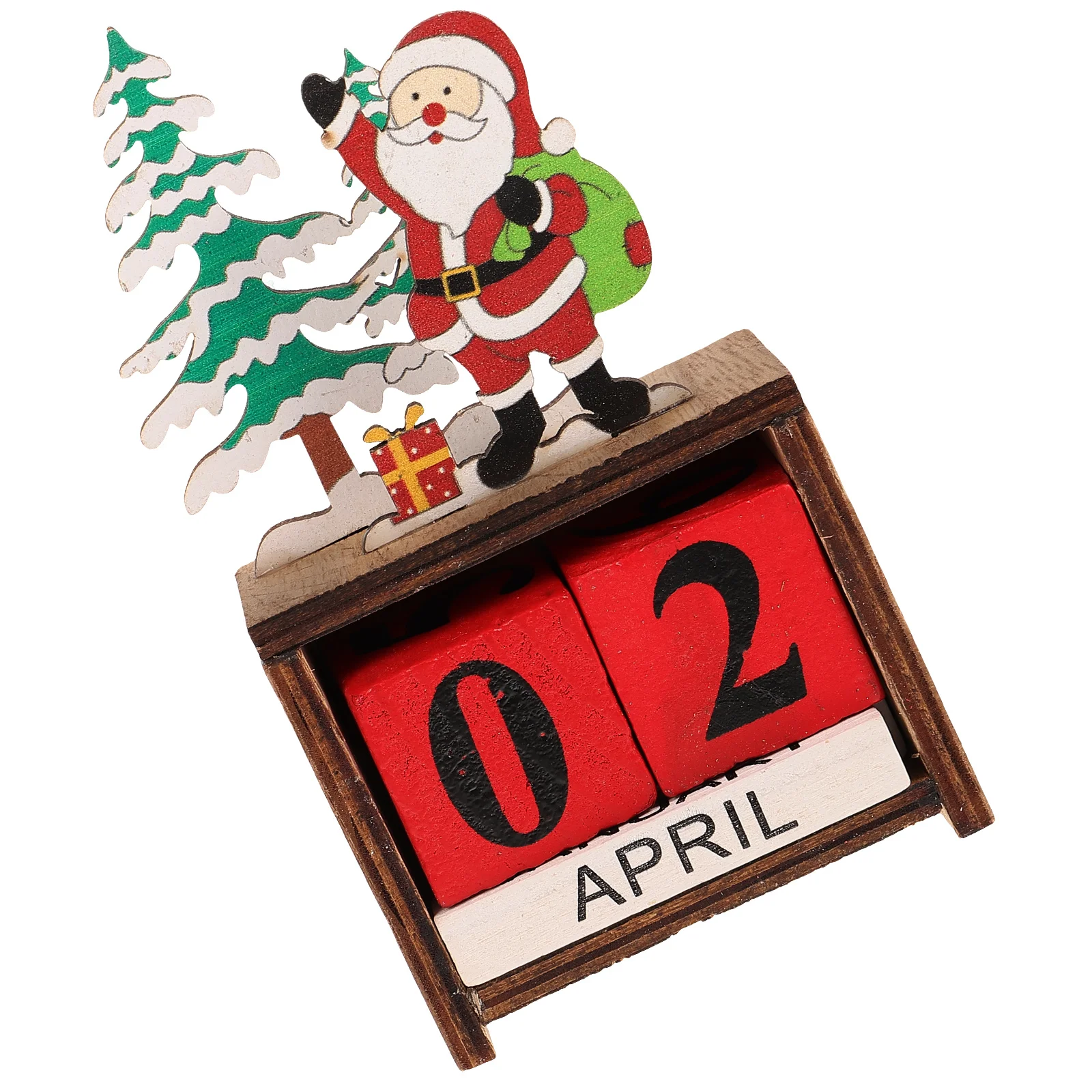 

Wooden Luminous Calendar Christmas Calendar Desktop Adornment Creative Red House Glowing Calendar Block Photography Props