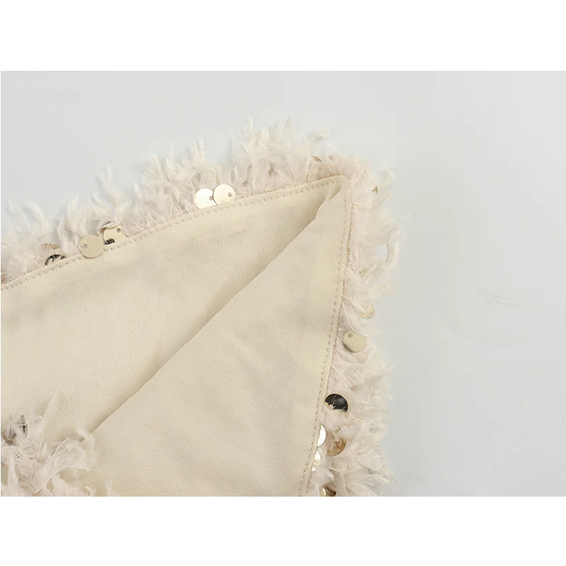 Женский укороченный топ без бретелек с пайетками