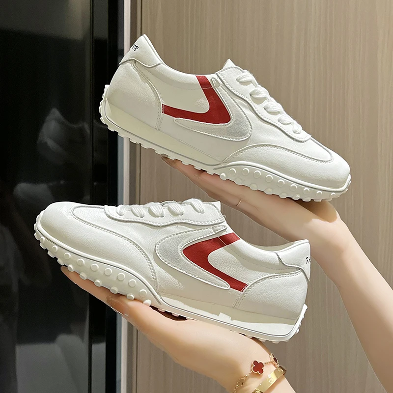 

New Chunky Sneaker Women Retro Running Shoes Fashion Casual Microfiber Leather Fabric Breathable Height Increased Platform Shoes