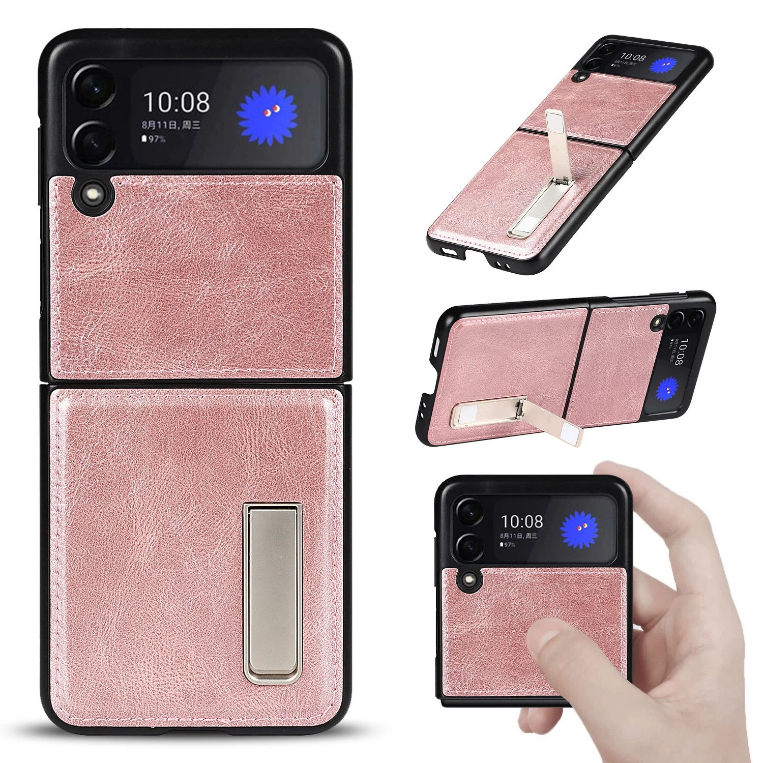 

PU Leather Case For Samsung Galaxy Z Flip 3 5G Ultra Thin Slim Cover For Z Flip3 Folding Protective stand holder Capa Coque