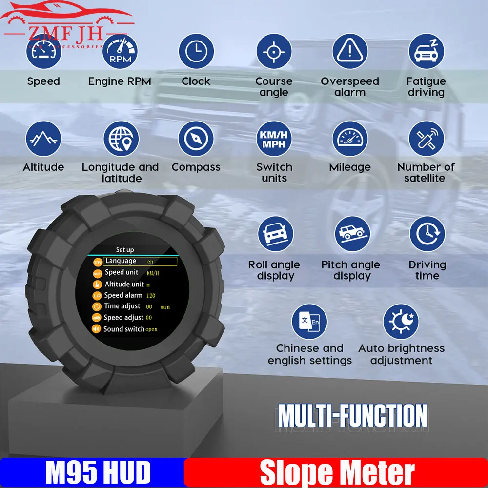 Инклинометр M95 HUD GPS/BDS 4x4, измеритель наклона автомобиля, превышение скорости, будильник, аксессуары для бездорожья, цифровой умный измеритель