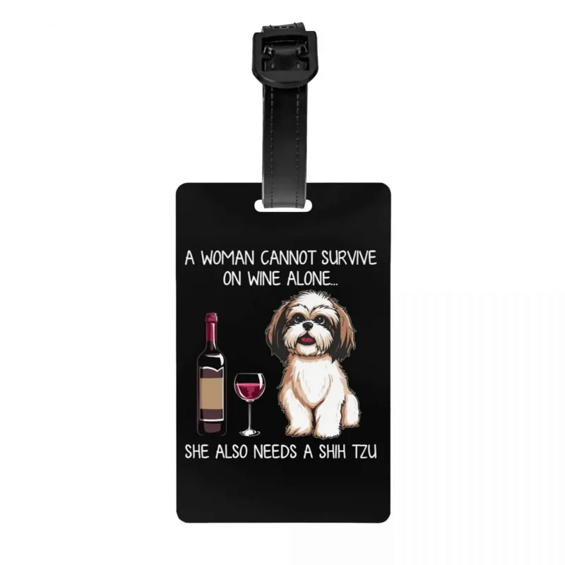 

Милый багажный бирка Shih Tzu для собак и вина, для чемоданов, модные бирки для багажа с животными, щенками, личная Обложка, идентификационная этикетка