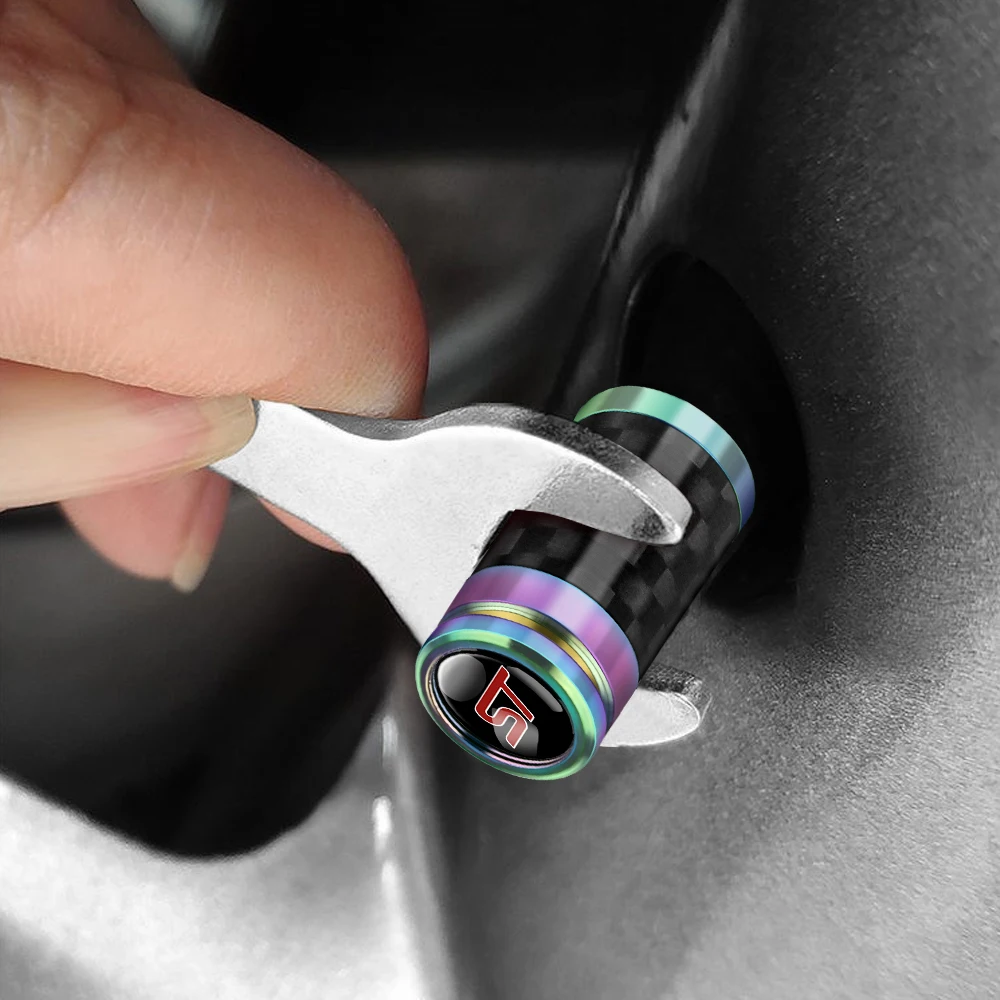 4PCS Carbon Fiber Metal Car ST Badge Wheel Tires Valve Caps Accessories for Ford S Max Kuga Fusion Ranger Focus Fiesta Mondeo - купить по