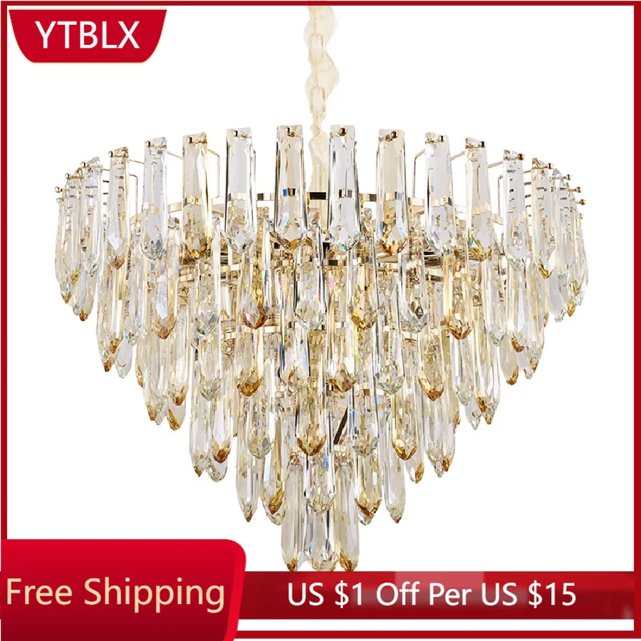 

LukLoy Luxury Ceiling Pendant Crystal Effect Pendant Light Steel Pendant Lamp for Living Room Bedroom Foyer Atrium Shop