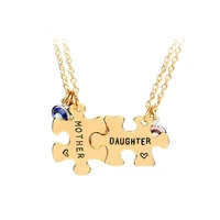 lucky birthstone heart engraved puzzle put it together mother daughter mom mum necklaces set day gift