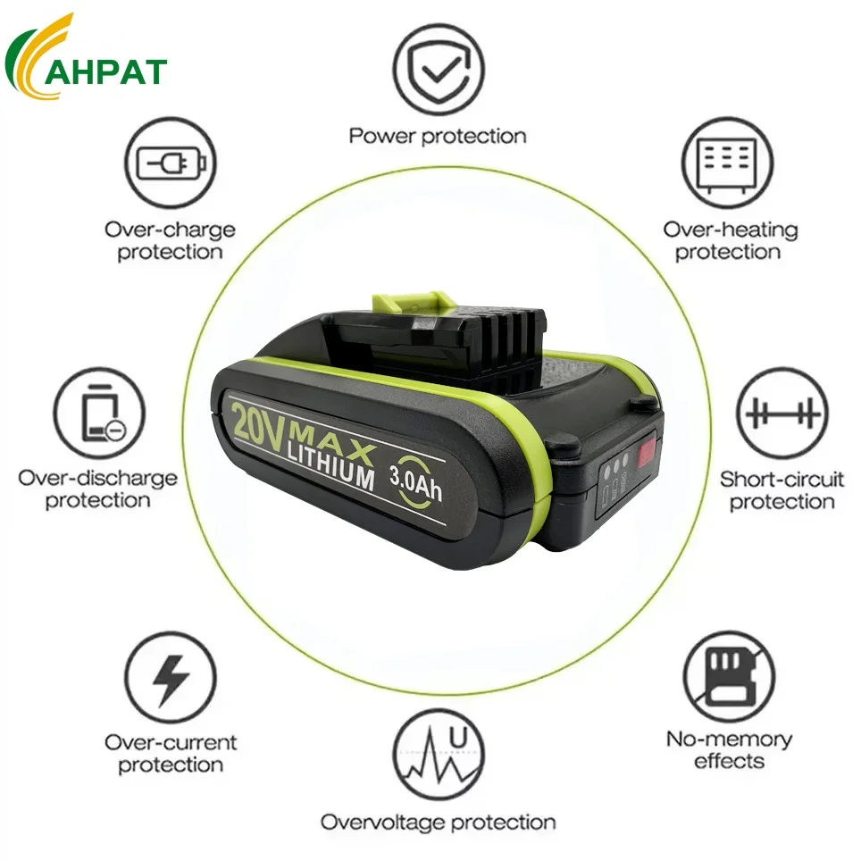 Литий-ионная сменная аккумуляторная батарея для электроинструмента Worx WA3551 WX390