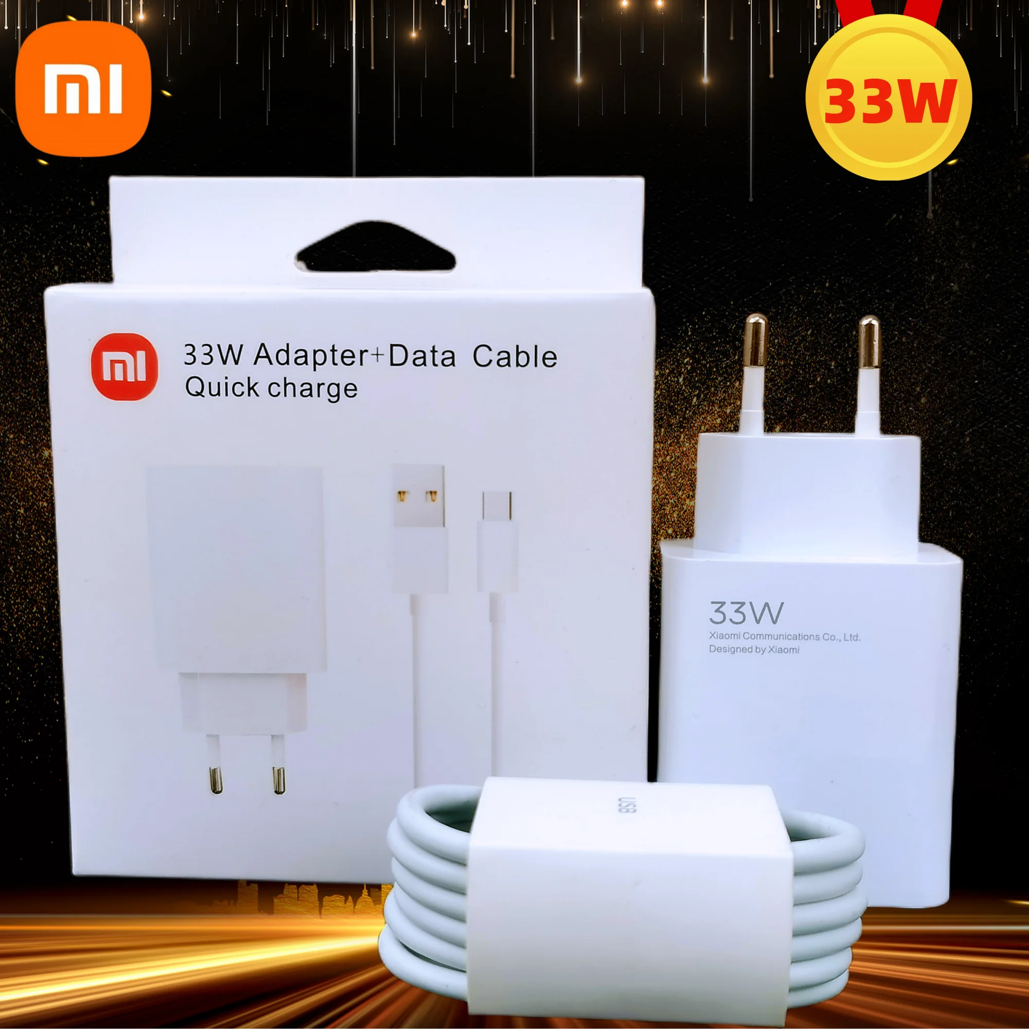 

Xiaomi Charger Fast Charge 33w Original Turbo Charging EU Adapter Source for Redmi Note 12 11S 10S 11 10 9 Poco X5 Type C Cable