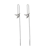 925 sterling silver thousand paper crane ear line women long fashion niche raise ear piercing earrings round face slimming