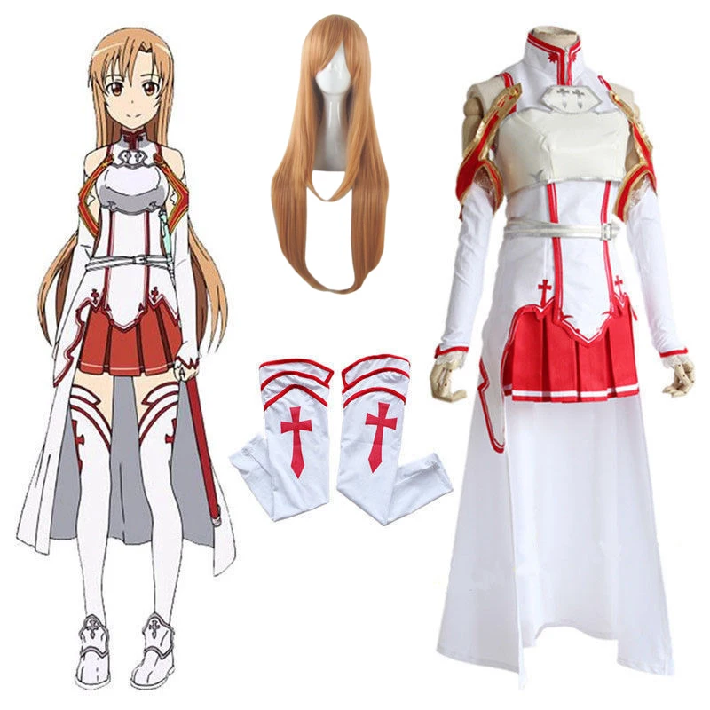 

Anime Costumes Sword Art Online Asuna Yuuki Cosplay Halloween Costumes Women Dress Suit Wig Clothing