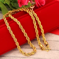 men necklace twisted knot rope chain 18k yellow gold filled solid fashion hip hop mens jewelry 24 inches 5 5mm wide