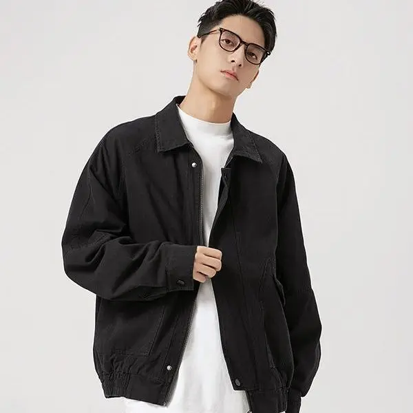 

Куртка-бомбер мужская джинсовая, демисезонная, свободного покроя