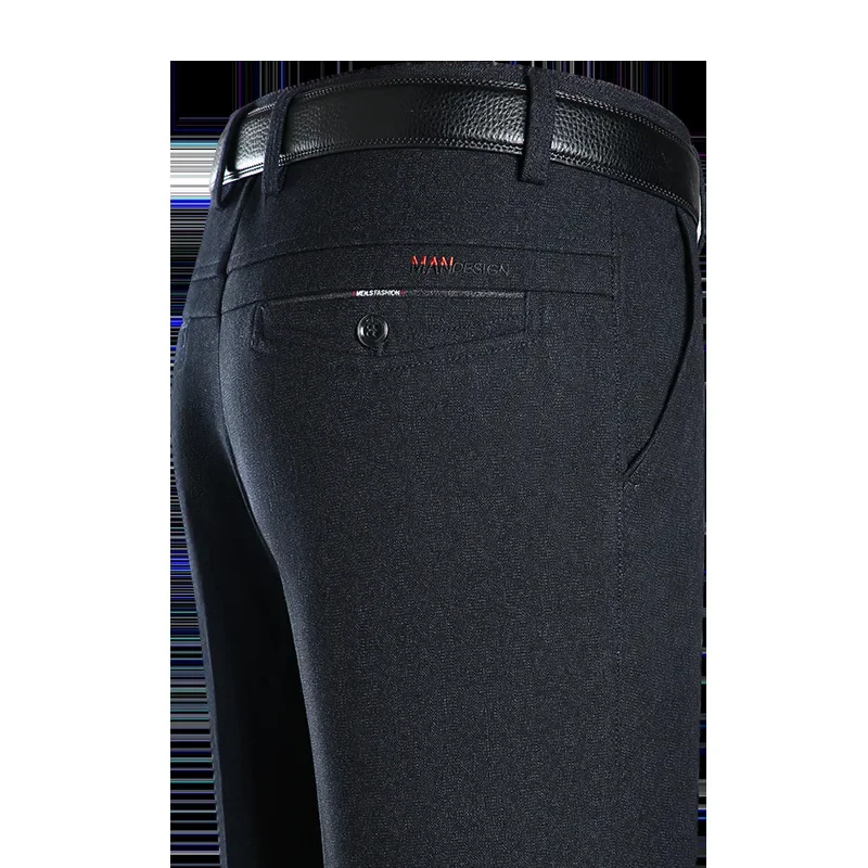 Мужские повседневные брюки на осень/зиму флисовой подкладке толстые эластичные