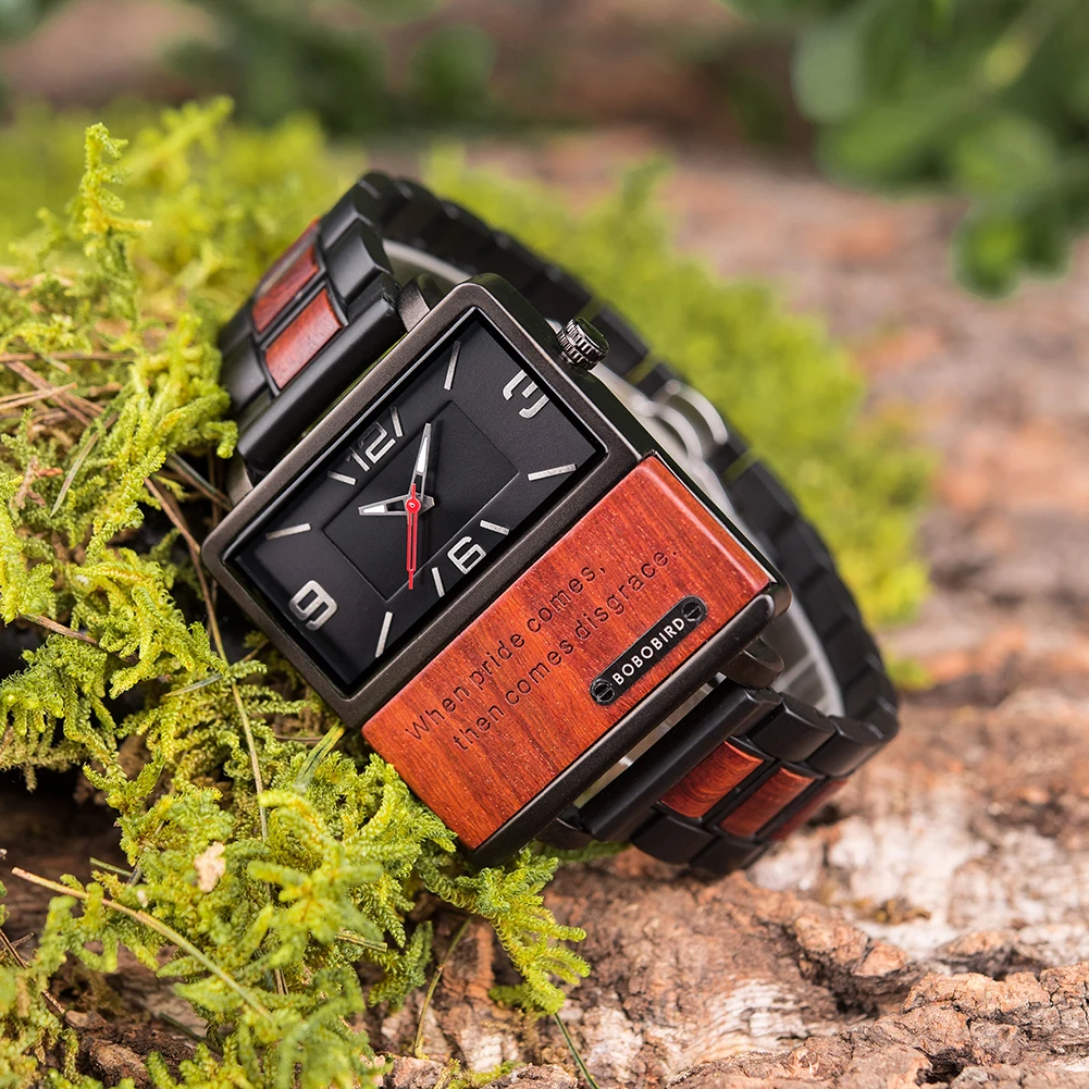 BOBO BIRD Men Watch Custom Wooden Quartz Wristwatch Top New Fashion Luminous Timepiece Clock Great Gift Box Relogio Masculino