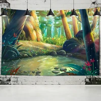 magic forest mushroom castle tapestry fairy tale adventure dream tapestry wall hanging hippy tapestry childrens room wall